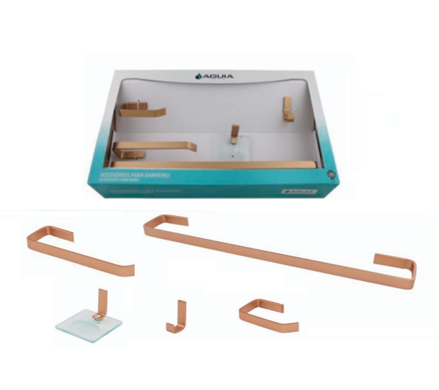 Kit Acessórios Águia 5Pç Square Gold Matte 28234