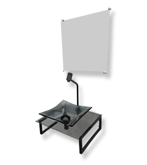 Gabinete + Cuba + Espelho Vmex Vidro 60x35 Fumê Pensilvania