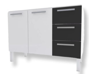 Gabinete Cozimax Aço Pia 1,20Mt Venus Flat Preto